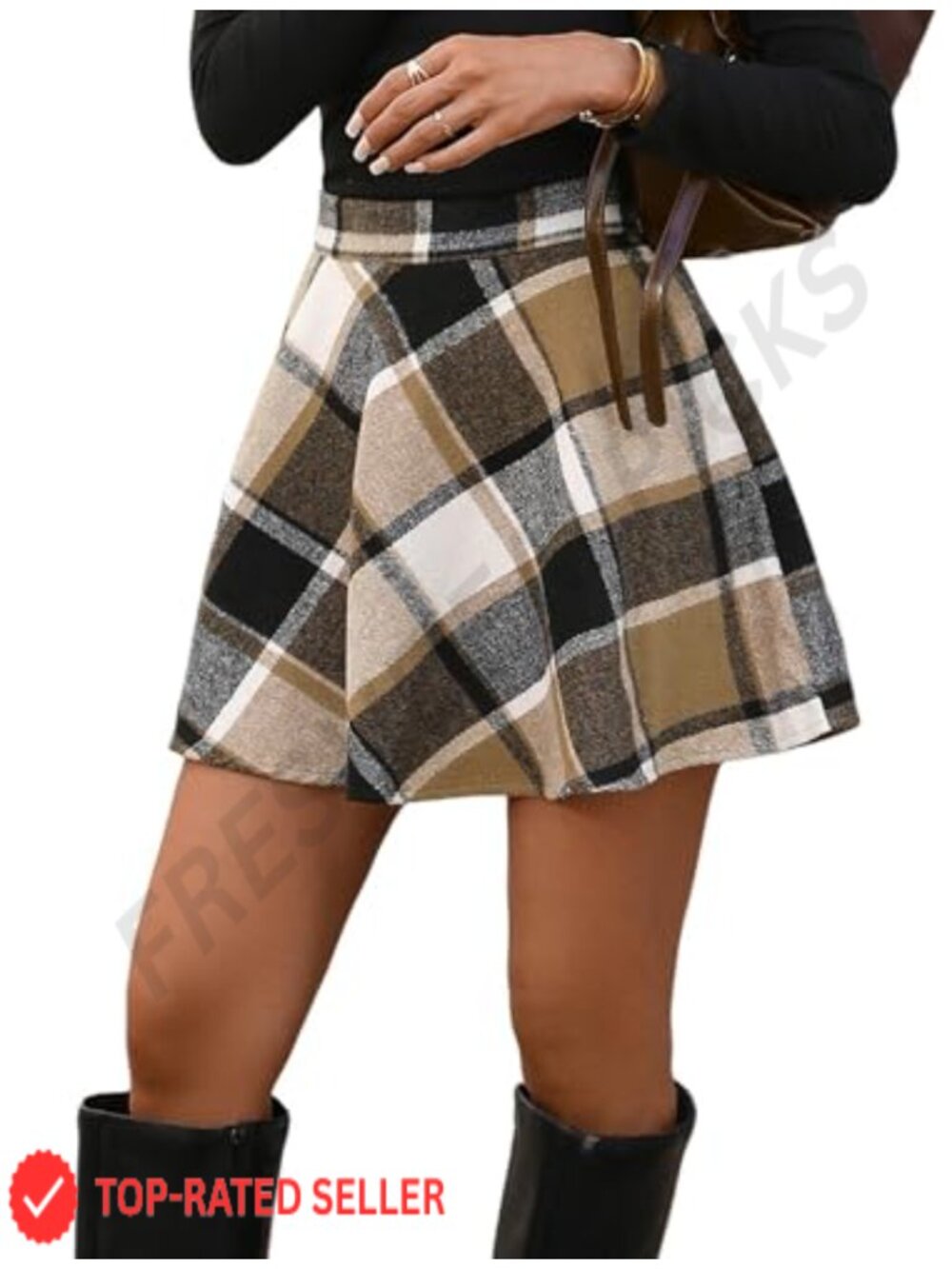 ZAFUL Plaid Mini Skirt High Waist A-Line Flared